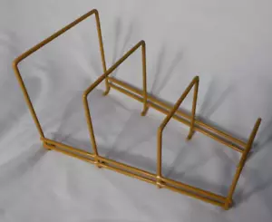 Vintage Retro Plate Rack / Record Holder Yellow Plastic Coated Wire V.G.C - Picture 1 of 6