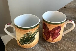 villeroy & boch christmas mugs feliz Navidad Christmas Bow Evergreen Branch - Picture 1 of 6