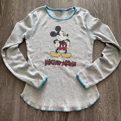 Camiseta térmica vintage años 80 Disney Mickey Mouse para mujer manga larga - talla S Foto 1 de 4