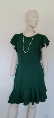 VESTIDO FEMININO JÚNIOR EM CAMADAS BAINHA ALARGADA JOELHO Tamanho XL Jr. flare manga curta zíper - Imagem 1 de 4