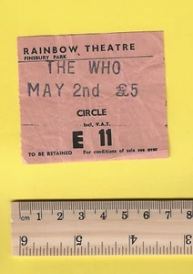 THE WHO TICKET 1979 REGENBOGEN, LONDON - HISTORISCHER ERSTER GIG OHNE KEITH MOON! - Bild 1 von 3