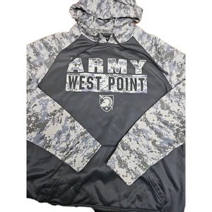 Army West Point Academy Mens Large Hoodie Digital Camo Gray Logo Drawstring - Picture 1 of 10