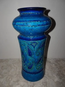 BITOSSI Londi Rimini Blue Paisley Vase Marked 12" Mid Century - As Found - Picture 1 of 7