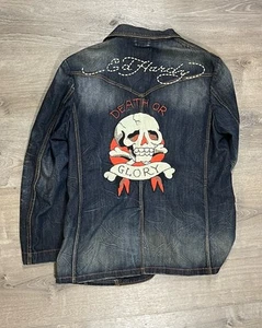 Giacca Ed Hardy By Christian Audigier Denim Dept con bottoni Morte della Gloria taglia XL - Foto 1 di 13