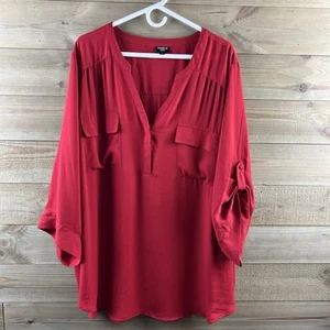 Torrid Womens Harper Blouse Georgette Pullover Roll Tab Sleeve Semi Sheer 5X - Imagen 1 de 7