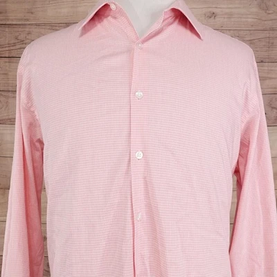 Camisa Van Heusen Para Hombre 17.5 34/35 Coral Cuadros Calce Ajustado Elastizada Sin Arrugas Foto 1 de 4