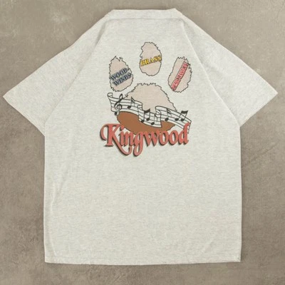 Camiseta Russell Athletic Vintage Años 90 Kms Bandas Gráfico L Mujer Gris Foto 1 de 4