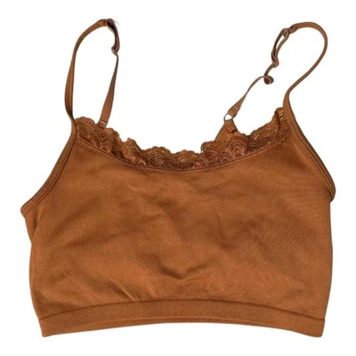 Aerie Ribbed Lace Trim Bralette Tank Top Brown Women’s Size Small - Image 1 of 4