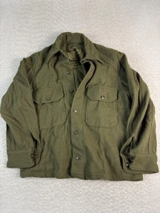 Vintage US Army OG-108 Wool Field Shirt Mens Medium Olive Green Military - Picture 1 of 6