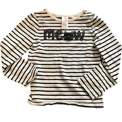 Gymboree Girls 4T Striped Long Sleeve Shirt City Kitty Meow Fall 2015 - Image 1 of 4