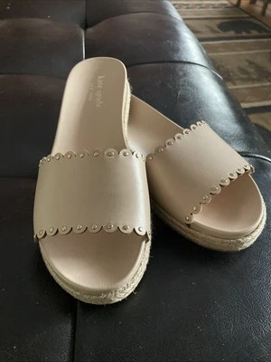 Sandalias Kate Spade Mujer Talla 6 Zeena Alpargata Planas Rubor Rosa Cuero Slide Foto 1 de 4