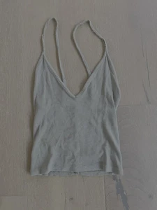Brandy Melville John Galt Cotton V Neck Tank Cami Green Women’s Crop Top Shirt - Picture 1 of 3