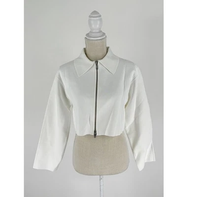 Chaqueta corta COS Milano tejida con cremallera cuello blanca para mujer talla pequeña nueva Foto 1 de 4