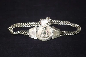 Vintage 14K Yellow Gold Bracelet Virgin Mary Ruby Accent 19.1 Grams - Picture 1 of 9