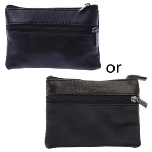 Soft Men Women Card Coin Key Holder Zip Leather Wallet Pouch Bag Purse Gift New - Picture 1 of 9