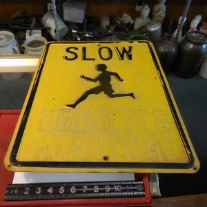 Heavy Vintage Slow Children Playing 18×24 Street Sign Embossed Metal Authentic - Picture 1 of 9