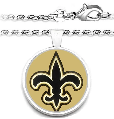 New Orleans Saints Mens Womens 925 Silver Link Chain Necklace With Pendant A1 Cover