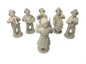 Juego de 6 músicos de música de orquesta de porcelana blanca original de Dresde de colección de Alemania - Imagen 1 de 10