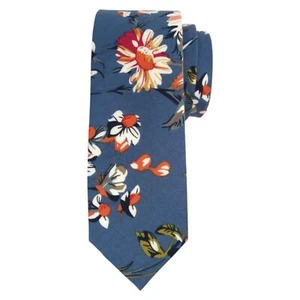 ORIGINAL PENGUIN Mens Slim Floral Tie 2.25 Blue Cotton Skinny Fashion Necktie - Picture 1 of 6