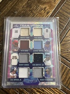 2022 Leaf Game Used Ford Berra Brett Rose Bonds Griffey Jr Ripken Henderson 5/25