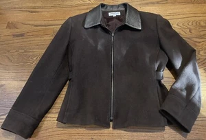 Jonathan Michael Women Coat Jacket 80% Wool Nylon Zipper Collared Sz L Vtg - Picture 1 of 7