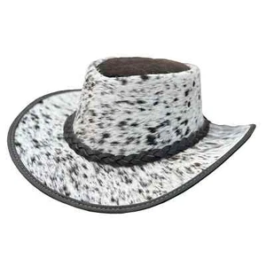 Western Cowboy Hat Hair On Cowhide Leather Handmade Ranch Rodeo Unisex Gift - Picture 1 of 3