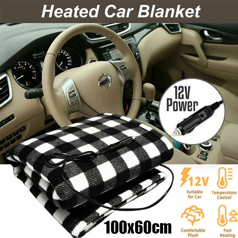 Electric Heated Soft Blanket Car Truck Throw Rug Travel Caravan Camping Warmer - image 1 of 4