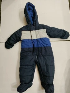 Traje de nieve para bebé azul marino FADED GLORY de 6-9 M con patas con capucha y manos plegables - Imagen 1 de 12