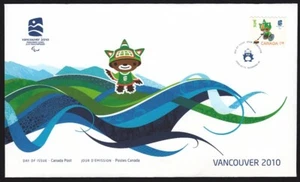 OLYMPIC MASCOT = Vancouver 2010 Official FDC with single stamps Canada 2009 - Picture 1 of 1