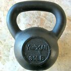 30 LB Solid Cast Iron Kettlebell Black Coating 30lbs Strength Train Workout Fit