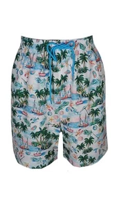Caribbean Men's Big And Tall 6" Inseam Palm Tree Ocean Swim Wear Shorts - Picture 1 of 2