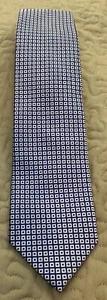 Charles Tyrwhitt Herren 100 % Seide Krawatte Designer Geometrisch Blau/Weiß EUC - Bild 1 von 9