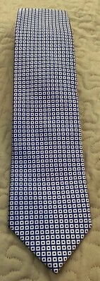 Corbata de diseñador CHARLES TYRWHITT para hombre 100 % seda azul geométrico/blanco usada en excelente estado Foto 1 de 4