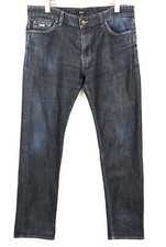 HUGO BOSS Maine3 Stretch Jeans Men's W34/L32 Faded Regular Fit Whiskers Dark Zip