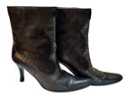 DJANGO & JULIETTE 'KAYDEN' Black Cow Hide Leather Heel Boots Size 40