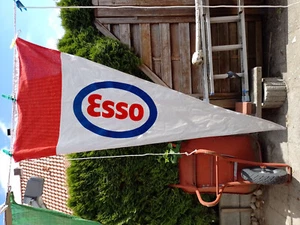 Esso Oel Benzin Tankstelle Fahne Wimpel Reklame Vintage 50er 60er Oldtimer 97x46 - Bild 1 von 5