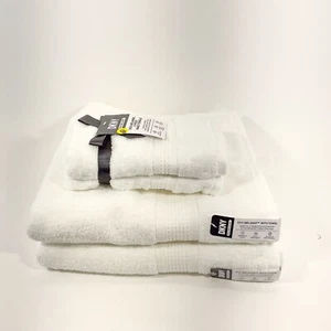 4 Piezas Toallas DKNY Algodón 2 Baños 2 Manos Eco-Melange Blanco Nuevo - Imagen 1 de 5
