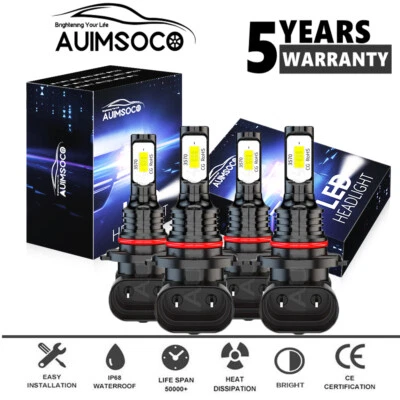 9005 9006 LED Headlights Kit Combo Bulbs 8000K High Low Beam Super White Bright - Image 1 of 4