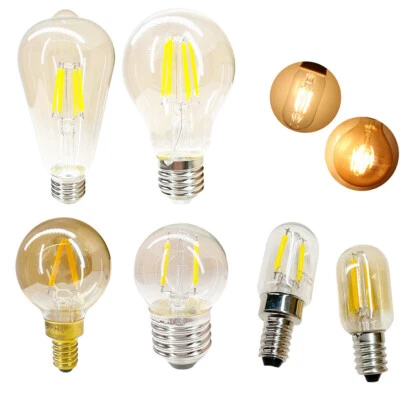 COB LED Filament Light Bulb E27 E14 E12 12V 24V 1W 6W Vintage Retro Glass Lamp - Image 1 of 4