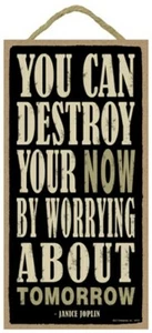 You Can Destroy Your Now By Worring About Tomorrow 10" x 5" Wood Sign NEW A90 - Picture 1 of 3