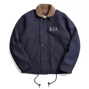 Vintage Navy N-1 Deck Jacket USN Men's Cotton Jacket Coats Fleece Parka - Picture 1 of 44