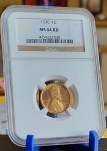 1930-P Lincoln Cent MS64RD NGC - Picture 1 of 2