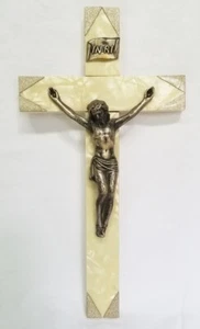 † Lg VINTAGE WANDKREUZ KRUZIFIX schönes EINZIGARTIGES BAKELIT Zelluloid 12"x6-1/2" - Bild 1 von 3
