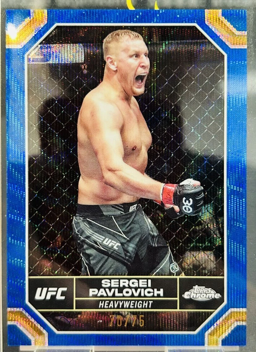 2024 Topps Chrome UFC #175 Sergei Pavlovich Blue Wave Refractor /75 SP