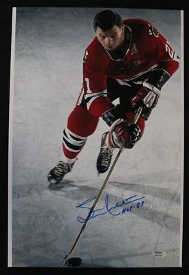 Foto autógrafa firmada por Stan Mikita Blackhawks 12x18 automática PSA/DNA AN13159 Foto 1 de 3