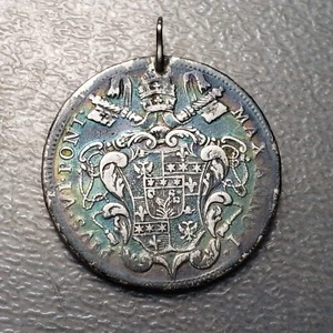 PAPAL STATES PIUS VI PIO VI 1/2 SCUDO 1775 ANNO I MOUNTED - Picture 1 of 2
