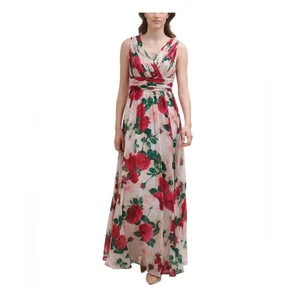 Neu mit Etikett Calvin Klein Resort Garden Damenkleid geblümt Chiffon plissiert Empire Größe 12 - Bild 1 von 7