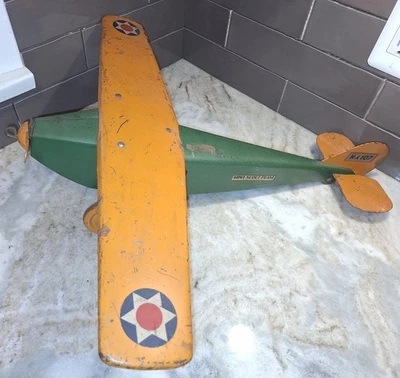 Antiguo avión de juguete Steelcraft de acero prensado del ejército Scout de 1920 NX107 Foto 1 de 4