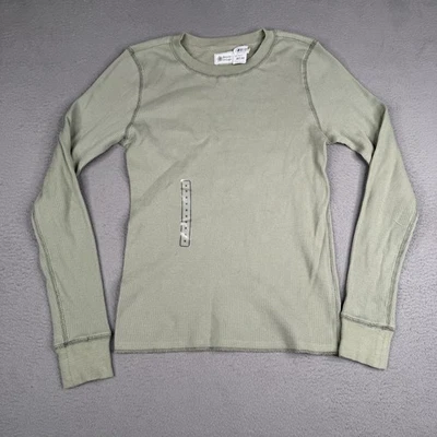 Camisa de diseño alpino para mujer pequeña verde térmica tejida gofre manga larga Foto 1 de 4