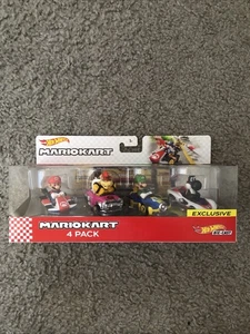 Hot Wheels Mario Kart 4 Car Pack Mario, Bowser, Luigi, & Black Yoshi Neu in OVP NEU - Bild 1 von 6